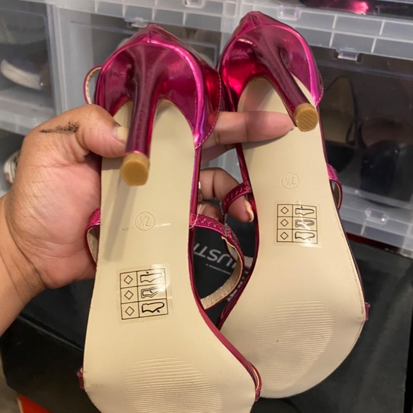 Strappy Hot Pink Heels - Picture 2 of 5